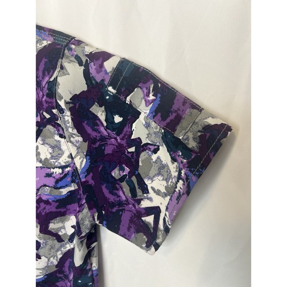 Carhartt Force Women's Size XS Wild Horses Run Scrub Top Purple/Grey/Bluegreen - Picture 6 of 16